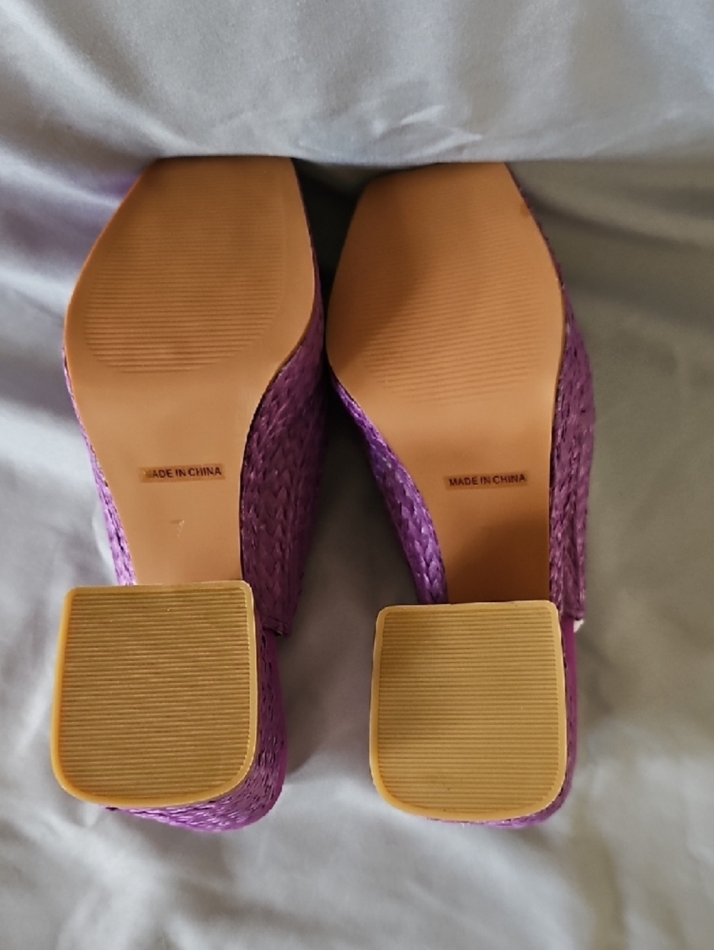 Woven Purple Platform Slingback Heels Size 7 - Picture 8 of 9